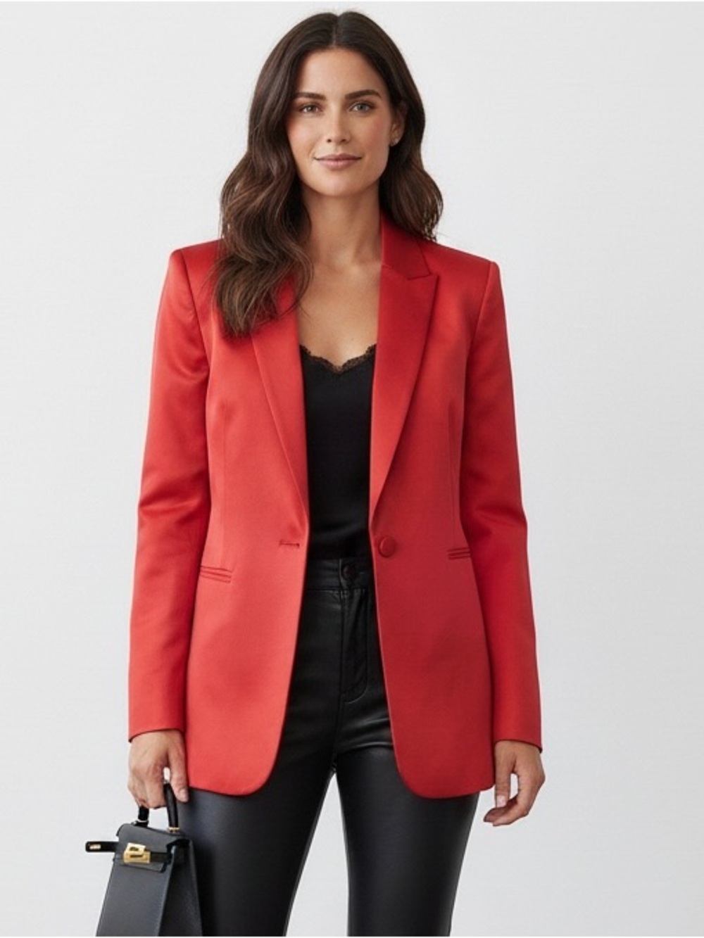 Alex Marie Red Satin Single Button Blazer Size 6